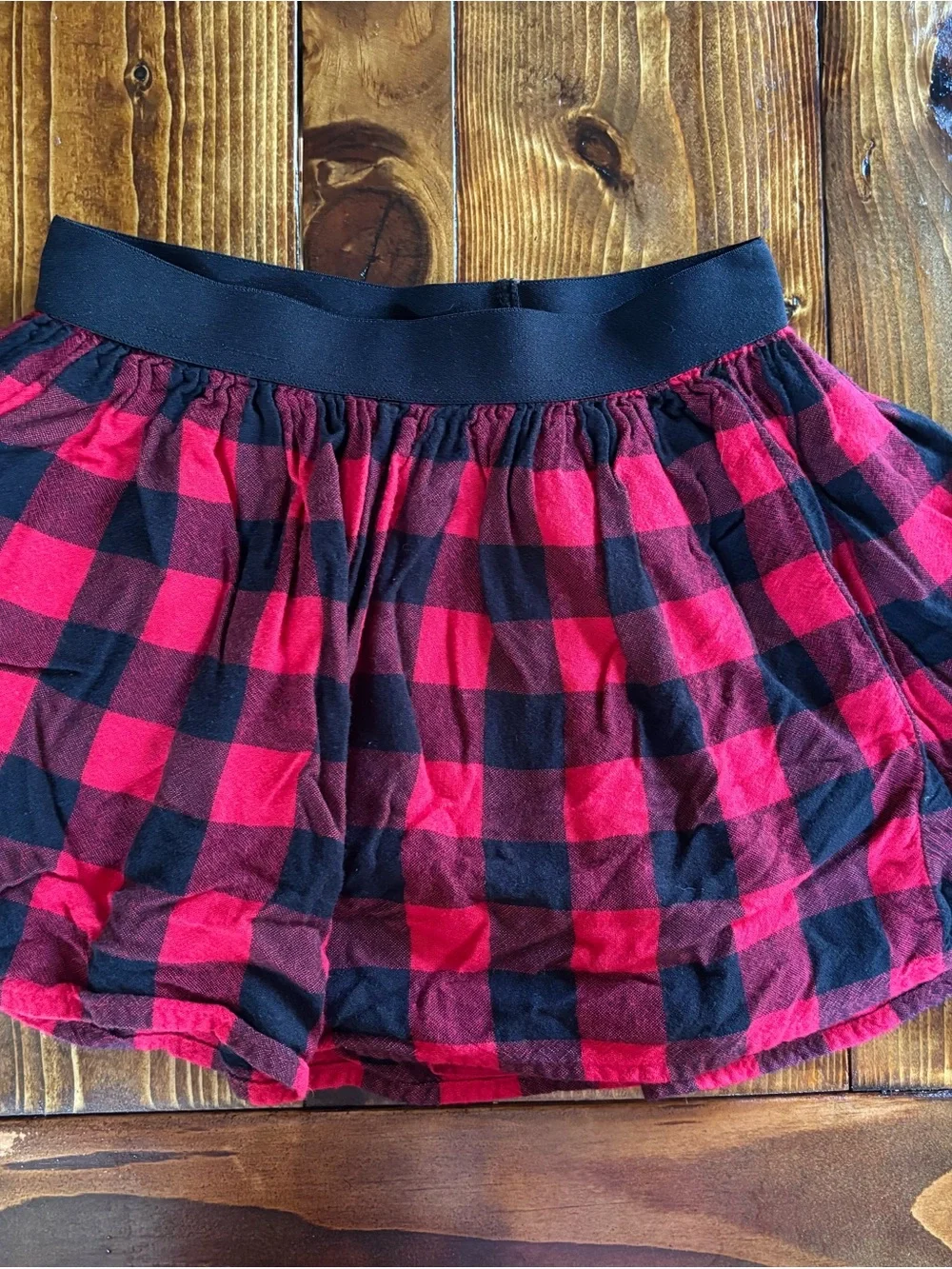 GAP Kids Girls Red/Black Plaid A-Line Short Pull-On Skirt S (6-7) Lined